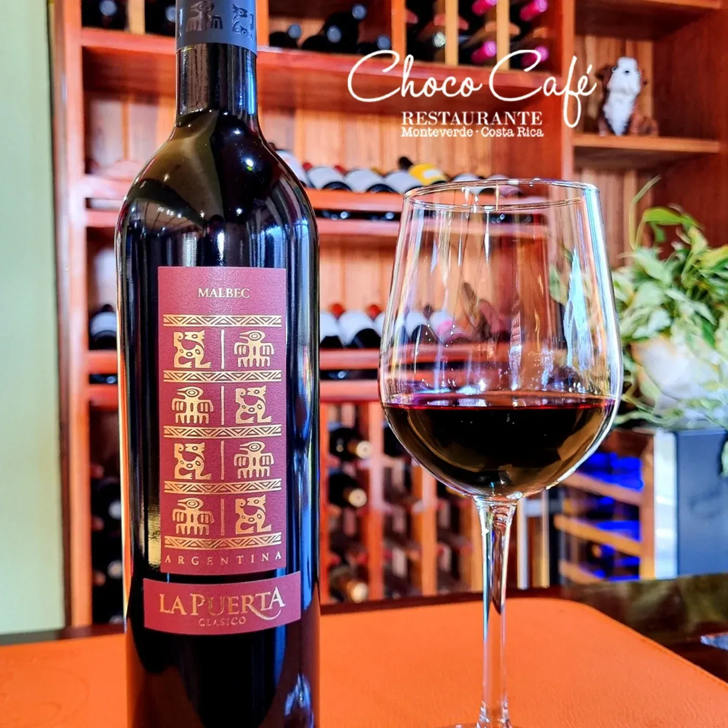 Selección de vinos en ChocoCafé Monteverde